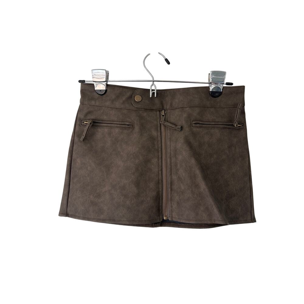 Edikted Gray Faux Leather Micro Mini Extra Small